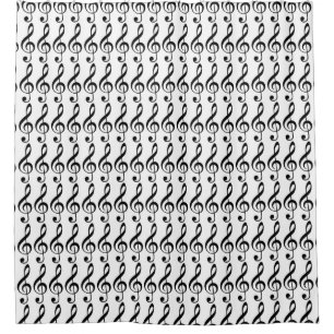 black musical notes shower curtain