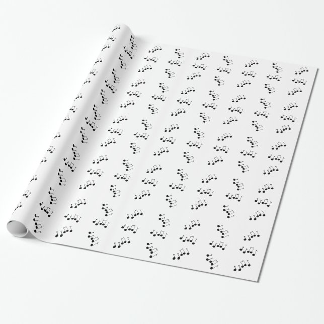 Black Musical Notes Wrapping Paper (Unrolled)
