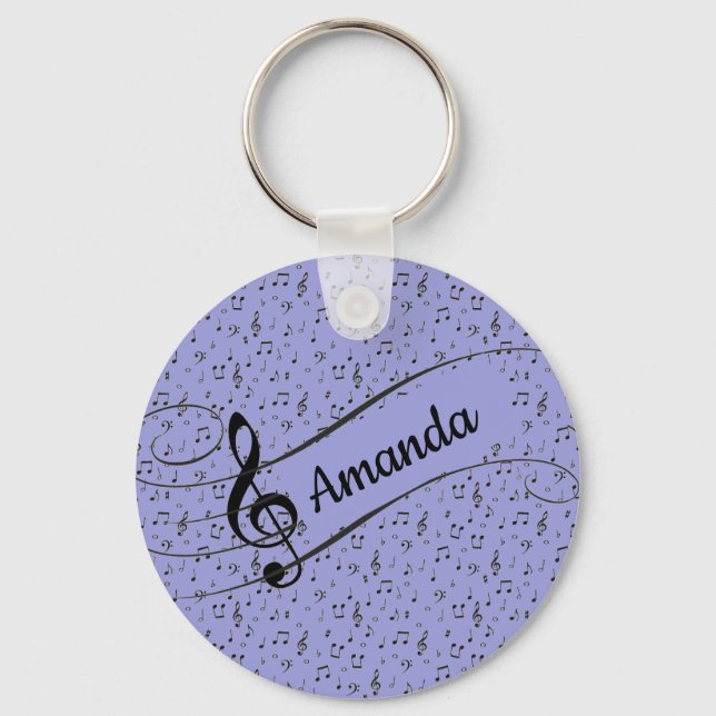 Black Musical personalised   Key Ring (Front)