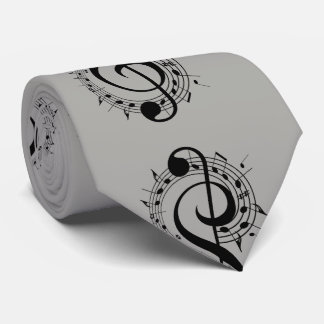 Black Musical Symbols on Grey Tie