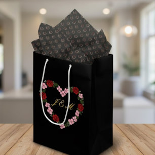 Black muslin paper with a pink and red heart