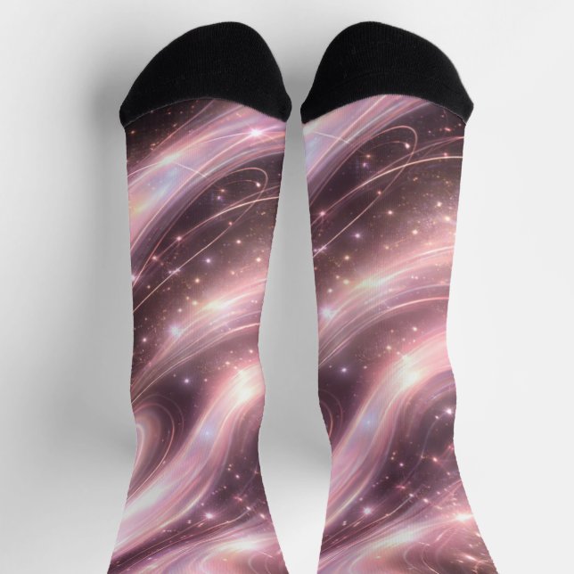 Black & muted blush space patterns AI art  Socks (Top)