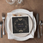 Black Mystic Celestial Moon 21st Birthday  Napkin<br><div class="desc">Celebrate your 21st birthday in style with our Black Mystic Celestial Moon Napkins! These chic napkins feature an enchanting design of moons and stars, perfectly complementing your celestial-themed party. Crafted from premium materials, they are both durable and absorbent, ideal for handling any party mess. Add a touch of mystic elegance...</div>