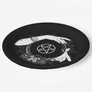 Black Mystic Fortune Teller Mystical Crystal Ball Paper Plate