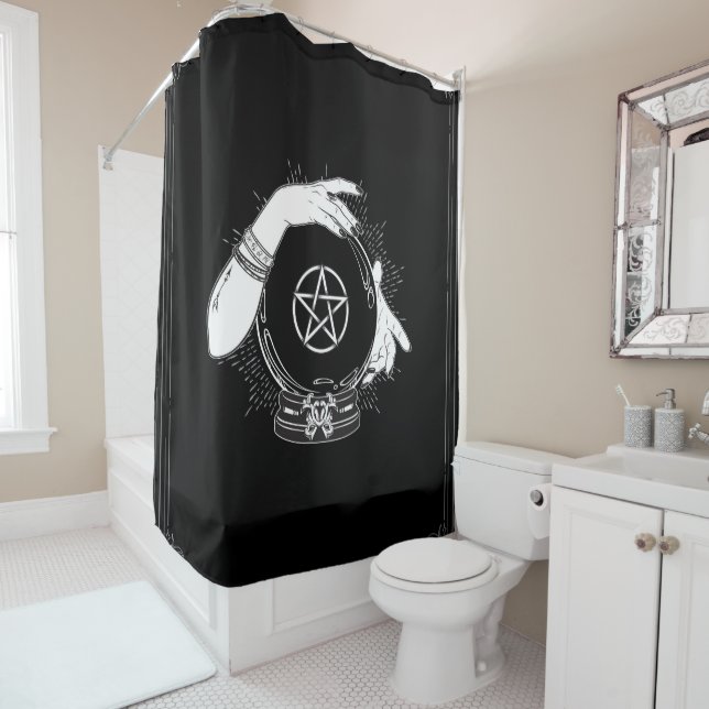 Black Mystic Fortune Teller Mystical Crystal Ball Shower Curtain (In Situ)