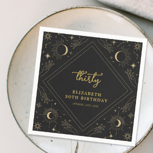 Black Mystic Horoscope Moon 30th Birthday Napkin