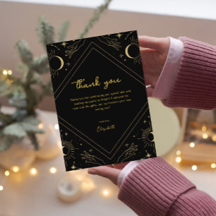Black Mystic Horoscope Moon Thank You Card