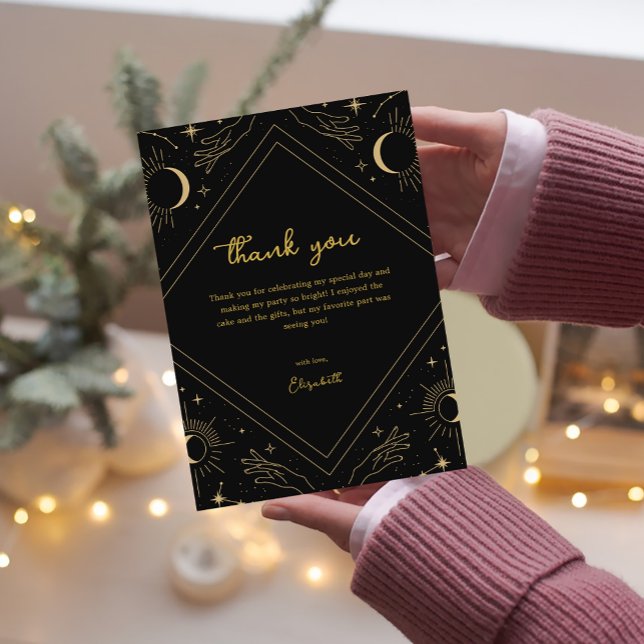 Black Mystic Horoscope Moon Thank You Card (Black Mystic Horoscope Moon Thank You Card)