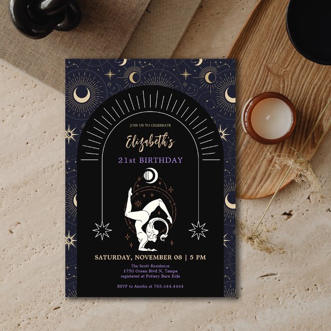 Black Mystic Scorpio Zodiac 21st Birthday  Invitation (Black Mystic Scorpio Zodiac 21st Birthday Invitation)