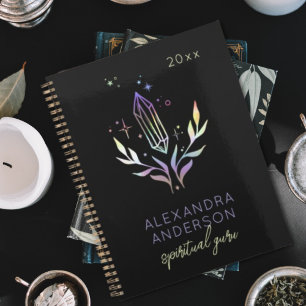 Black Mystical Holographic Spiritual Crystals  Planner