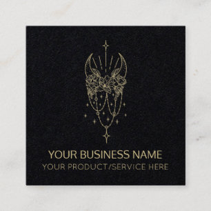 Black Mystical Moon And Stars Square Business Card