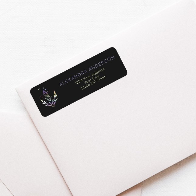 Black Mystical Spiritual Crystals Return Address Label (Black Mystical Spiritual Crystals Return Address Label)