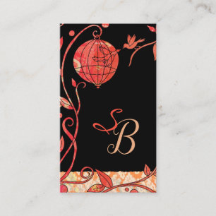 Black n Red Love Birds Hipster Business Cards