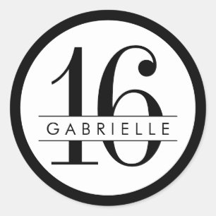 Black n White Border Birthday Favour Sticker Label