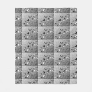 Black n White Butterflies Fleece Blanket
