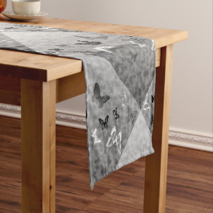 Black n White Butterflies Short Table Runner