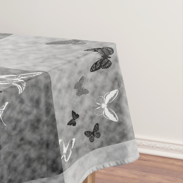 Black n White Butterflies Tablecloth (In Situ)