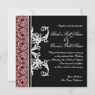 Black n White Circle Damask Wedding Invitations