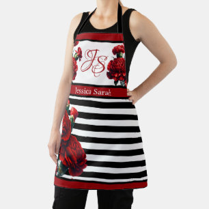 Black n White Floral Beauty Apron