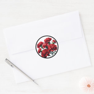 Black n White Floral Beauty Classic Round Sticker