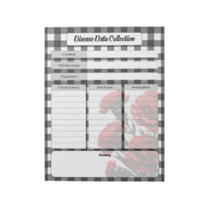 Black n White Floral _ Disease Data Collection Notepad