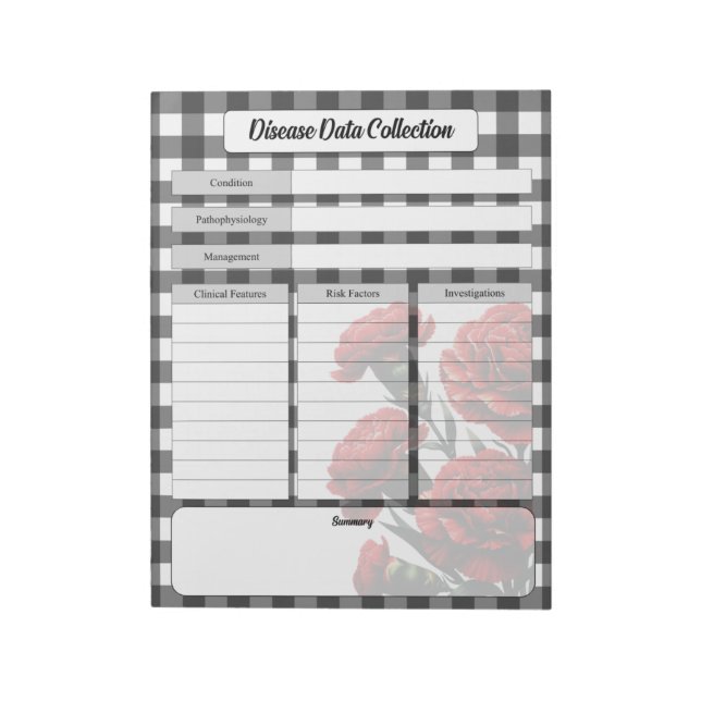 Black n White Floral _ Disease Data Collection Notepad (Rotated)