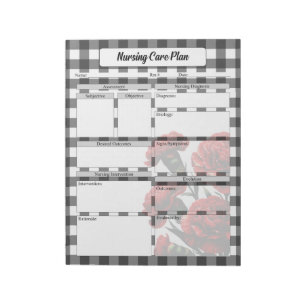 Black n White Floral Gingham_ Nursing Care Plan Notepad