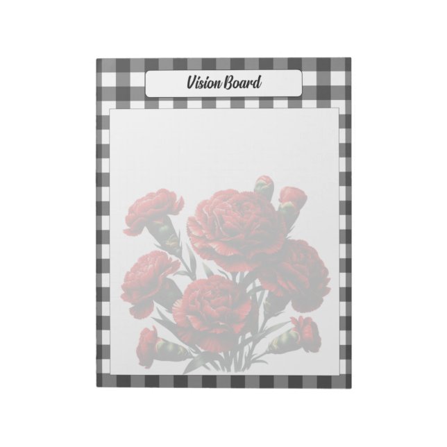 Black n White Floral Gingham _ Vision Board Notepad (Rotated)