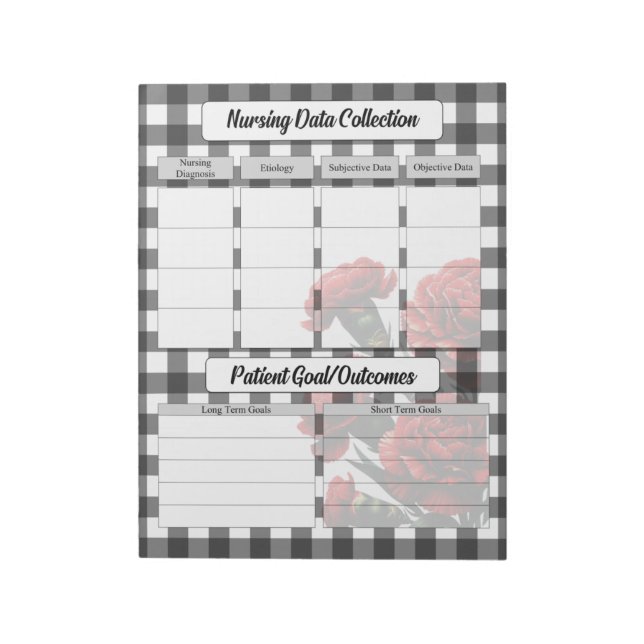 Black n White Floral_ Nursing Data Collection Notepad (Rotated)