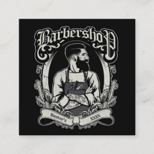 Black-n-White Hipster Square Personalise Square Business Card