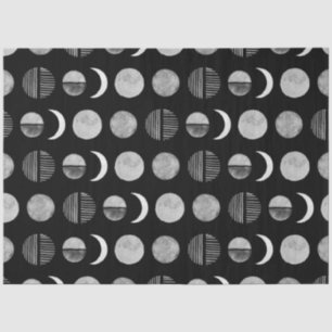 Black n White Modern Sun Moon Abstract Decoupage Tissue Paper