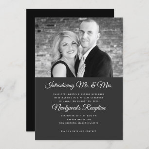 Black n White Photo Marriage Reception Invitation