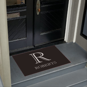 Black Name and Initial Doormat / Rug - Custom
