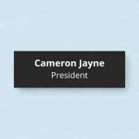 Black Name Tag Badge Safety Pin or Magnetic