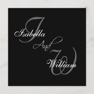 Black Names Initials Wedding Invitations