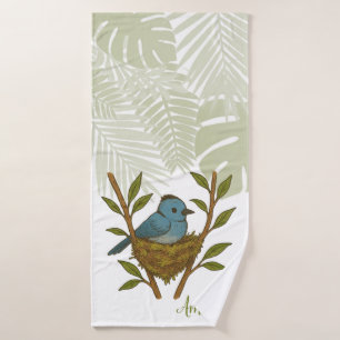 Black-Naped Monarch Nestled Among the Leaves Bath Towel Set