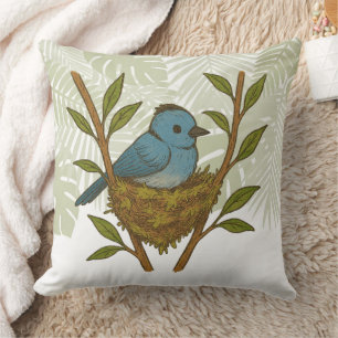 Black-Naped Monarch Nestled Among the Leaves Cushion
