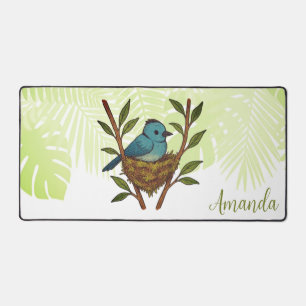 Black-Naped Monarch Nestled Among the Leaves Desk Mat