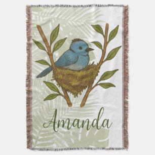 Black-Naped Monarch Nestled Among the Leaves Throw Blanket