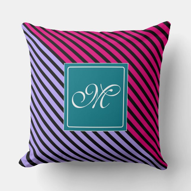 Black Narrow Stripes + your backgr. colour & ideas Cushion (Front)