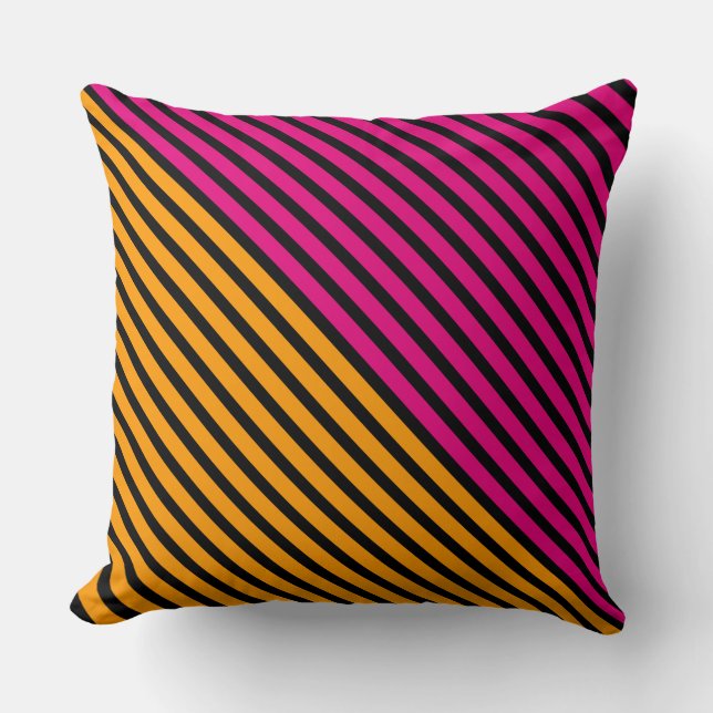 Black Narrow Stripes + your backgr. colour & ideas Cushion (Front)