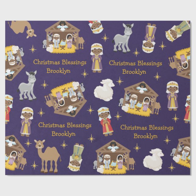 Black Nativity Wrapping Paper (Flat)