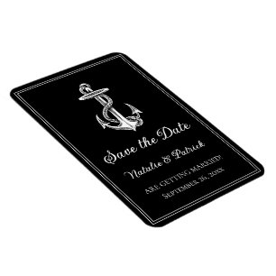 Black Nautical Anchor Save the Date Magnet