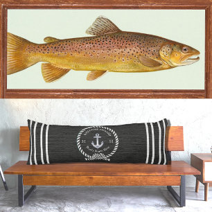 Black Nautical Boat Name Anchor Rope Welcome Body Cushion