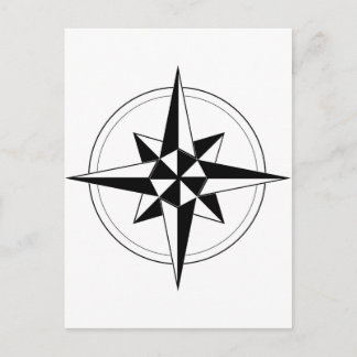 Black Nautical Compass Postcard