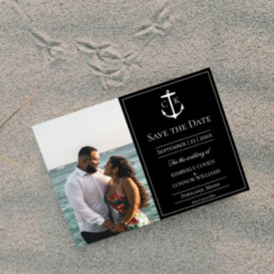 Black Nautical Monogram Photo Save The Date