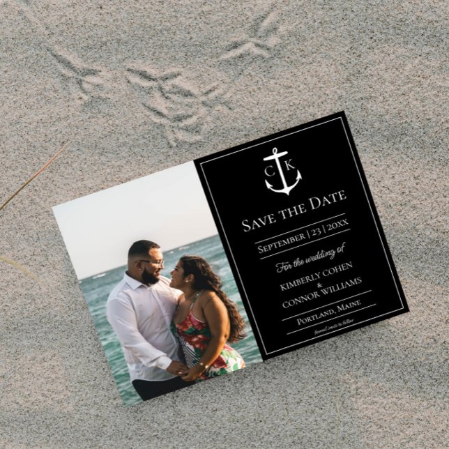 Black Nautical Monogram Photo Save The Date (Black Nautical Monogram Photo Save the Date)