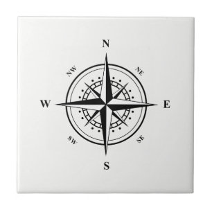 Black Nautical Star on White Ceramic Tile