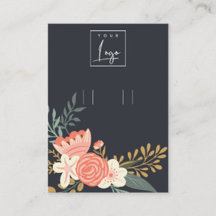 Black Navy Ambrosia Floral Logo Hoop Holder Business Card