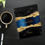 Black navy blue gold agate marble name 2025 planner<br><div class="desc">Black navy blue and faux gold,  agate,  marble stone print as background. Personalise and add your name and a year. The name is written with a modern hand lettered style script.</div>